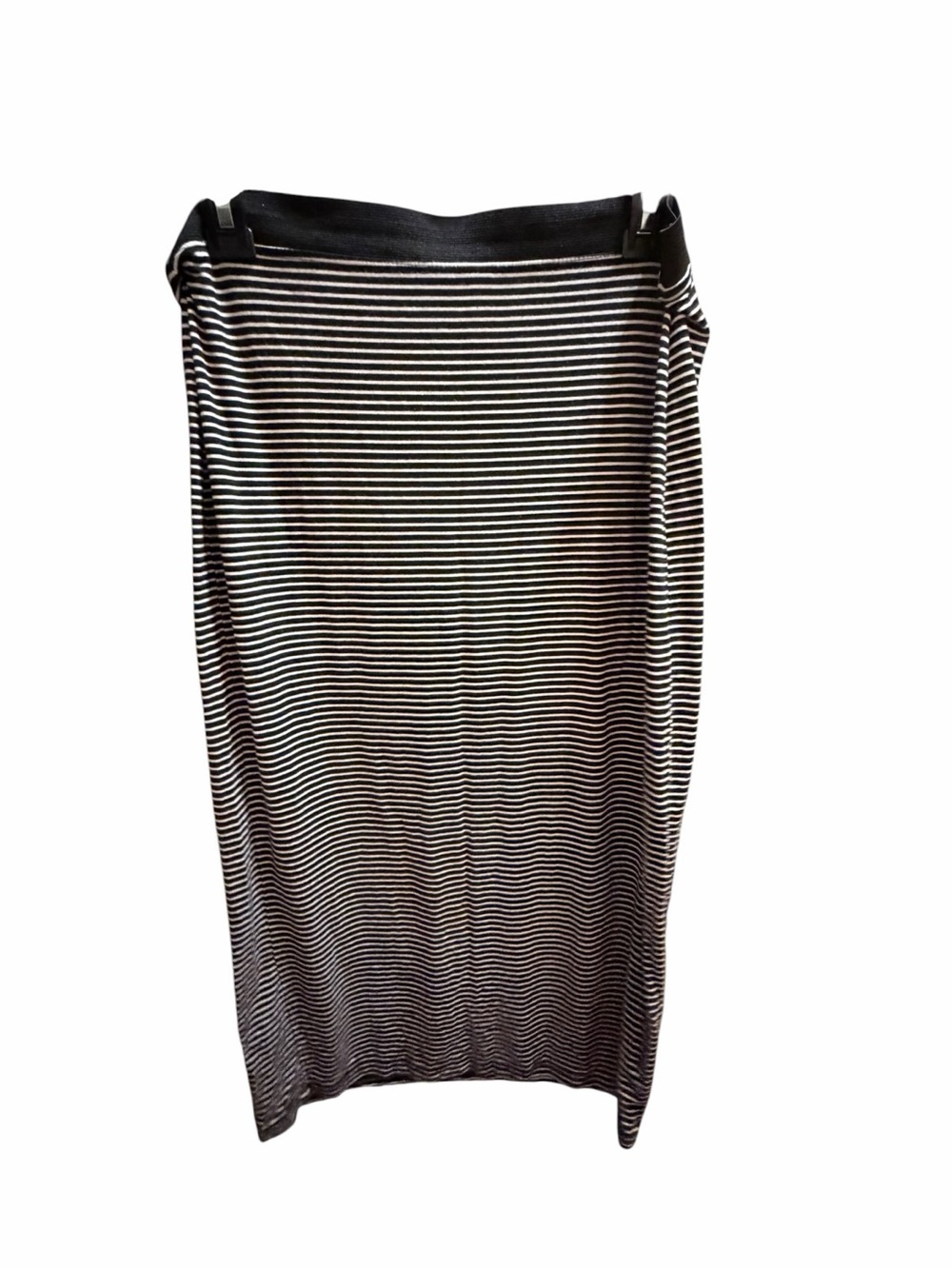 Old Navy Black & White Striped Midi Pencil Skirt